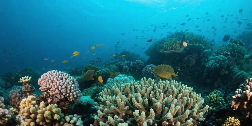 海底珊瑚与微光场景插画