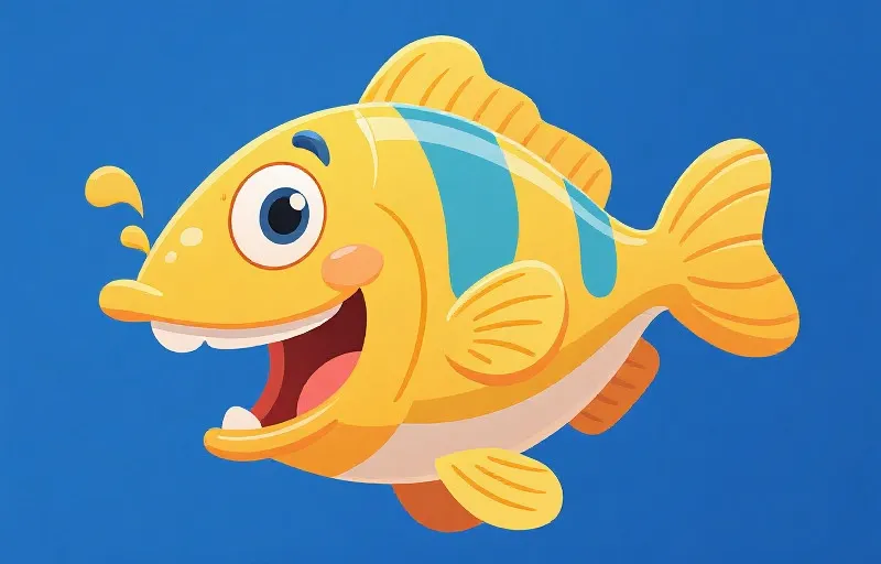 卡通鱼群与轻松氛围插画